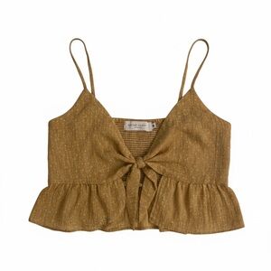NECTAR Yellow Crop Top Bow Print Whimsical Cutesy